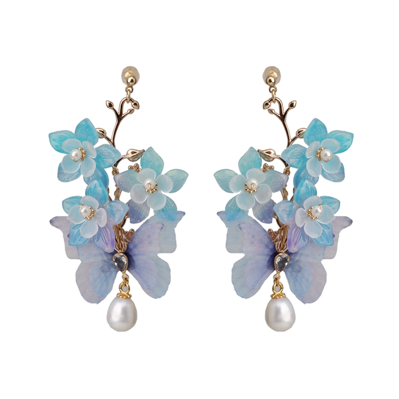 Title 2, Boucles doreilles Papillon Fleur pour Femme, B...