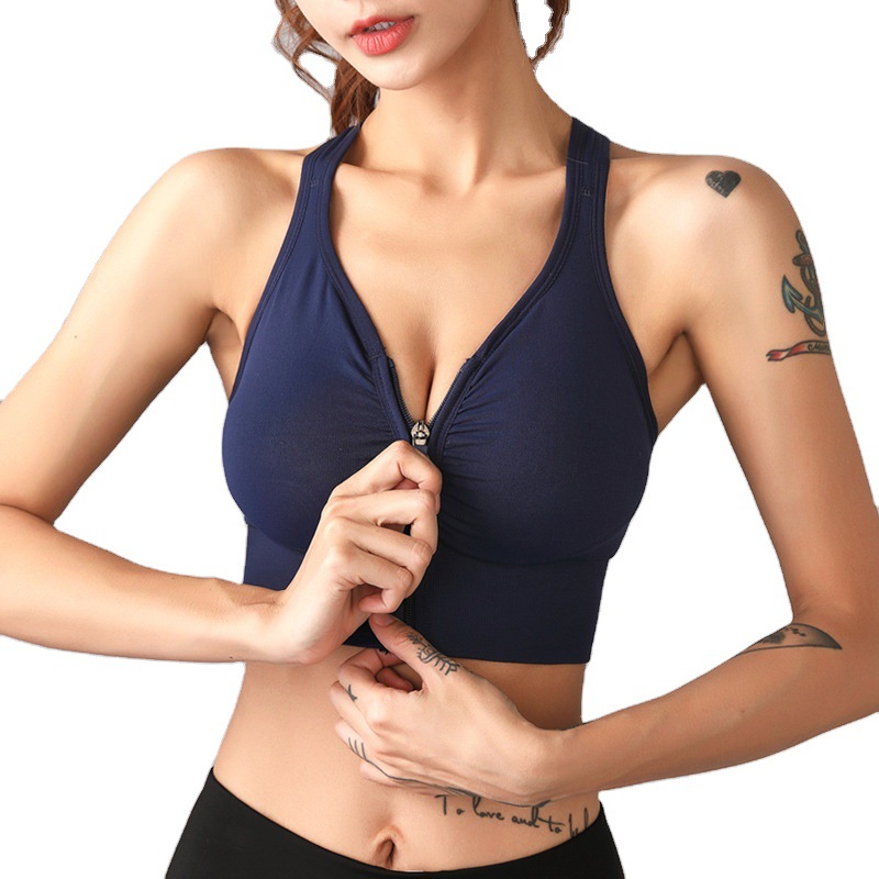 Title 6, New Vest Sports Zipper Bra Without Steel Ring