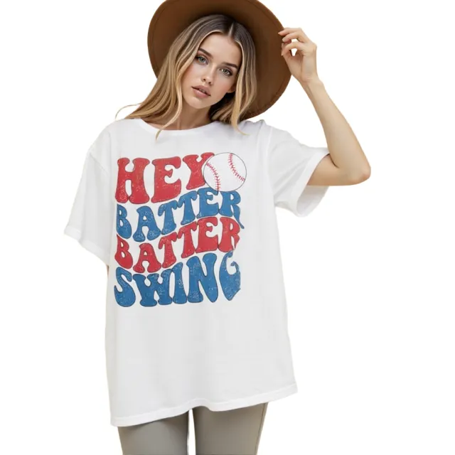 Baseball Mom Shirt Womens Baseball Shirts Oversized Hey Batter Batter Swing Graphic Ballpark Gift Short Sleeve Tops Casual Outfits Jeans Elegant Wh... White - Shop at LoveMi