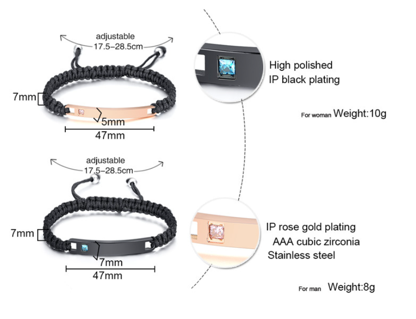 Title 1, Pulseira de casal trançada de marca de dobra de...