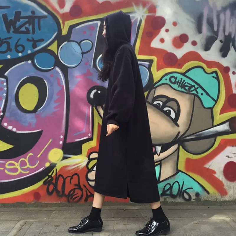 Loose Plus Size Harajuku Bf Wind Solid Color Dress