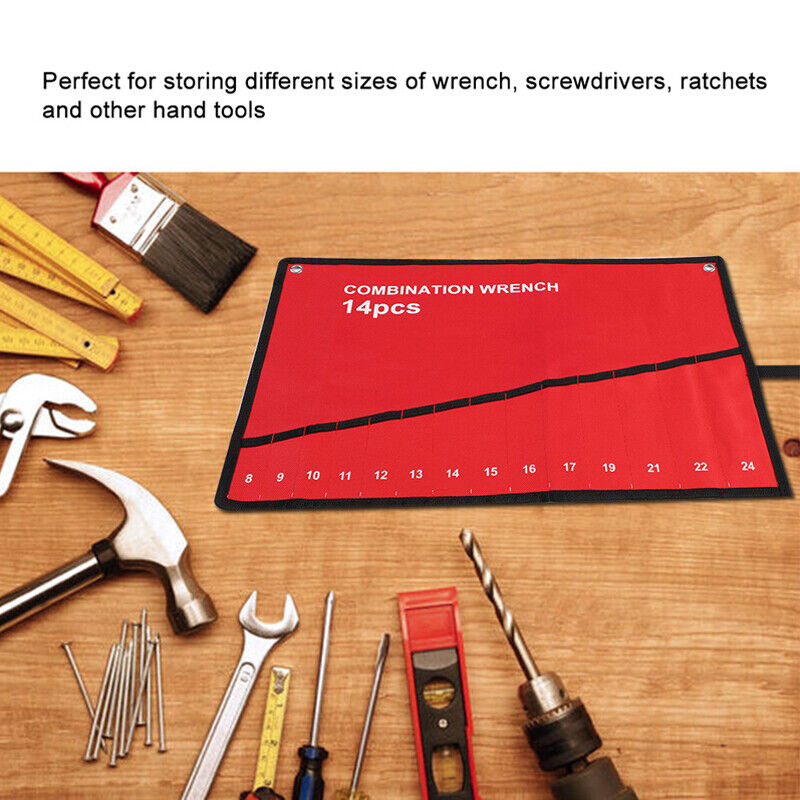 25 Pocket Canvas Spanner Wrench Storage Bag Tool Roll Up Organizer Pouch Case. — image 4