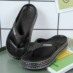 Women's Thick-soled Beach Casual Fashion Slippers - Black - View 1