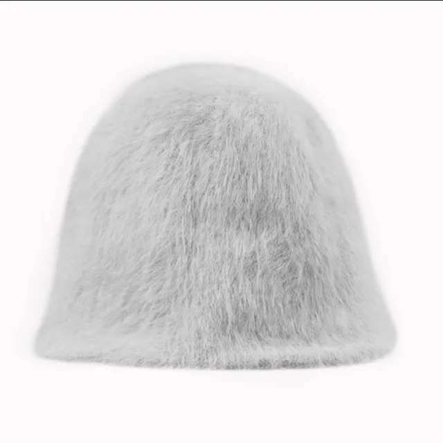 Cute Fluffy Rabbit Hair Fisherman Hat Medium Grey - Shop at LoveMi