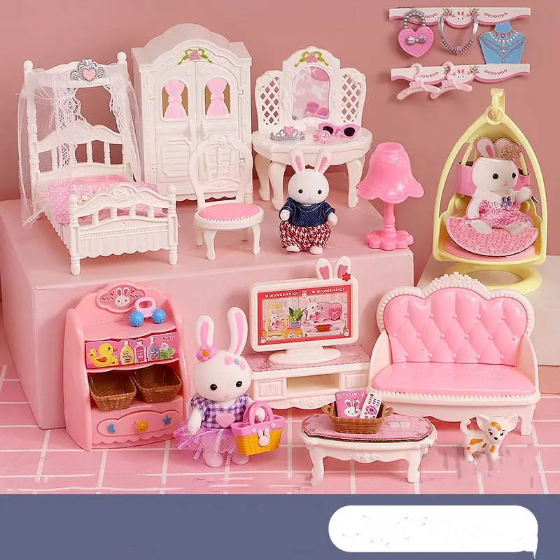 Bunny Bedroom Kitchen Girl Doll Cake Play