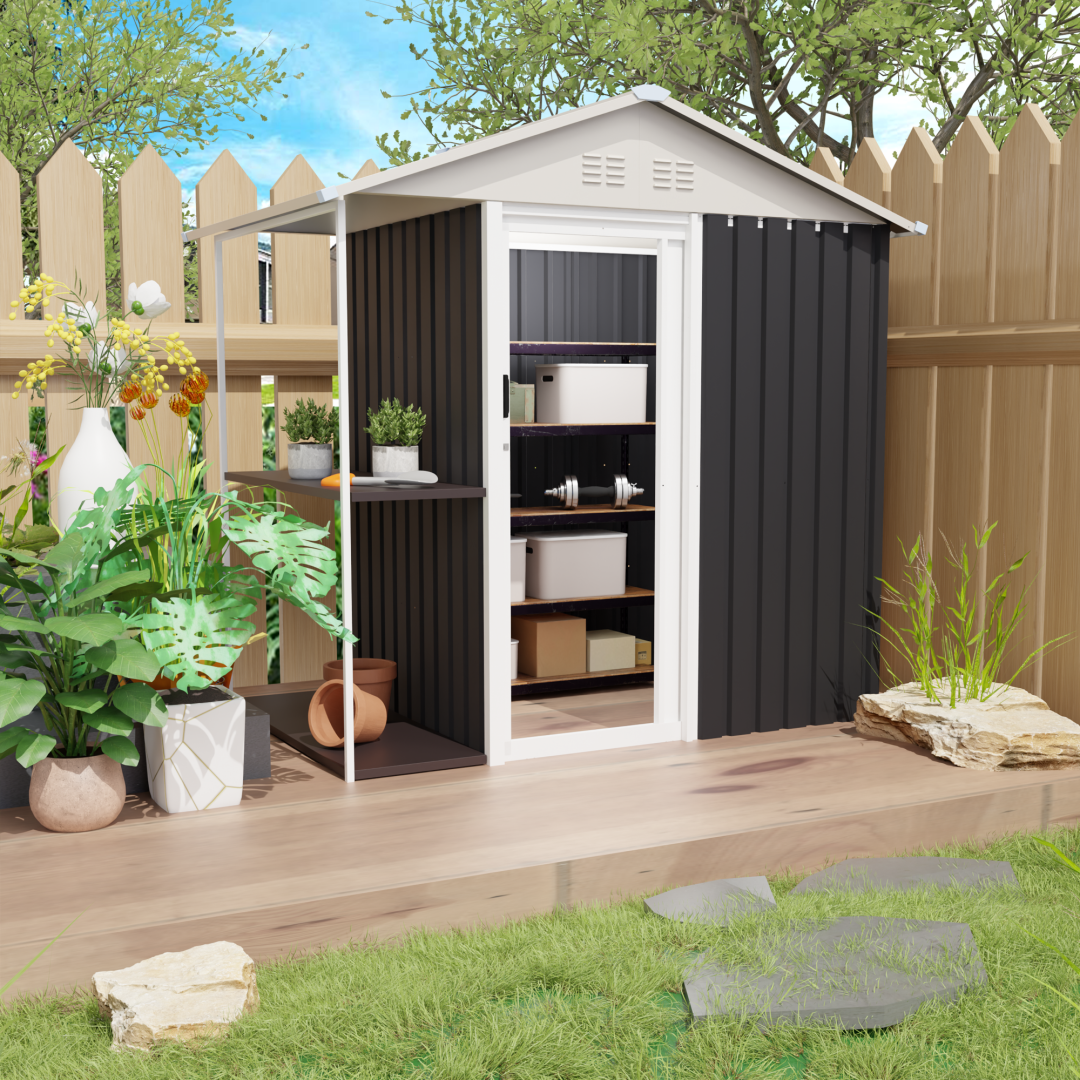 5FTx3FT Pent Roof Grey Outdoor Tool Bike Storage Garden Shed Tool House
