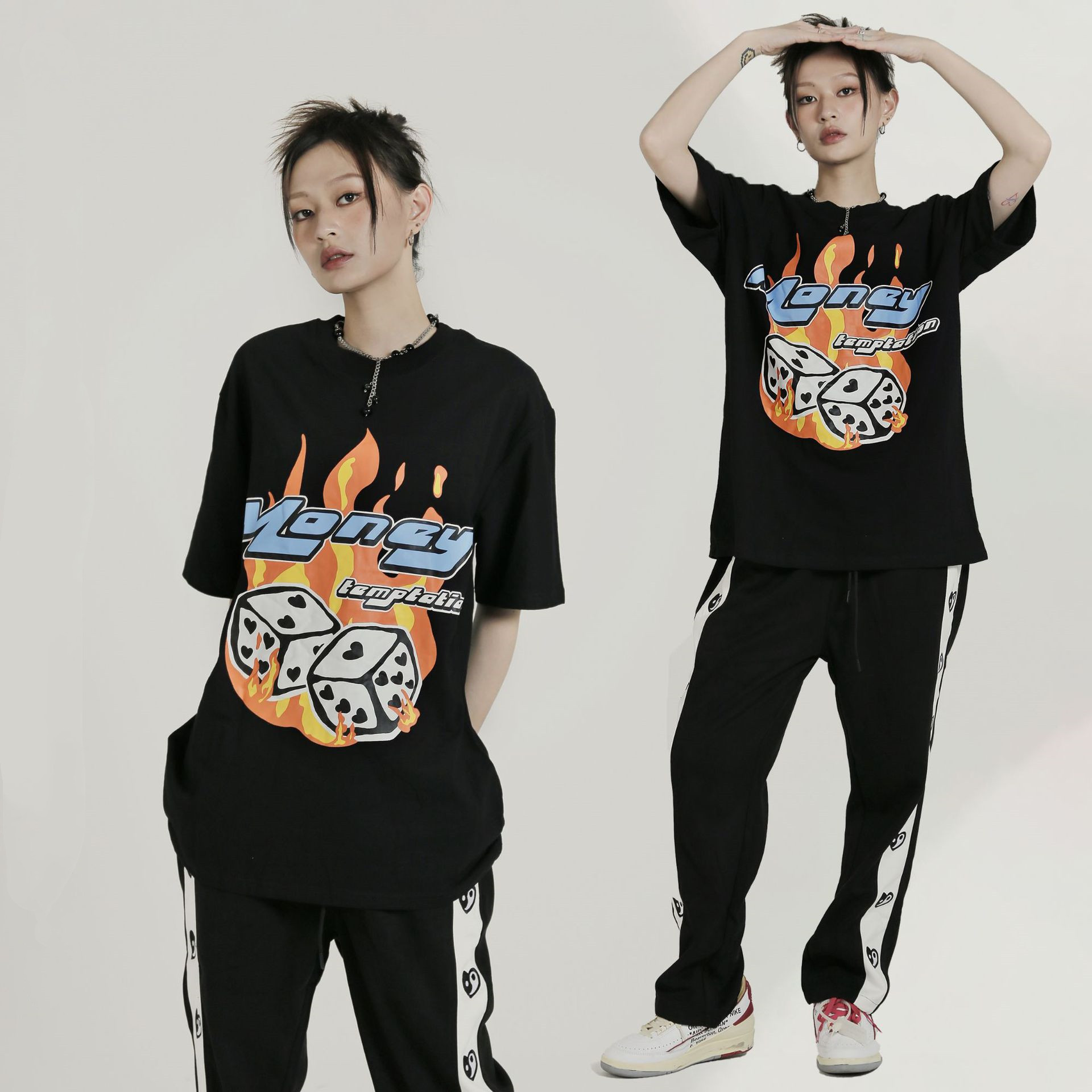 Men's And Women's Fashion The Same Loose Printed T-shirt Top