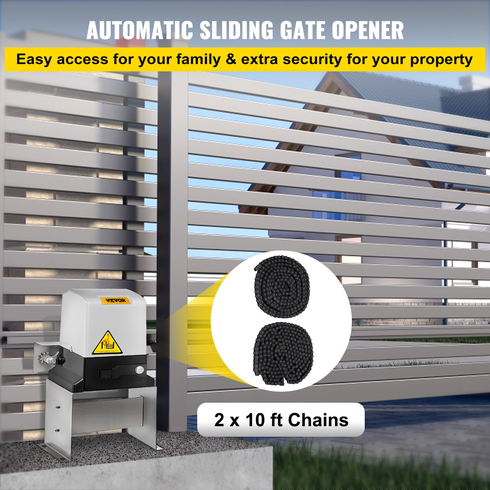 Automatic Sliding Gate Opener 1400LBS With 2 Remote Controls, Gate Operator Hardware Kit For... thumbnail 1