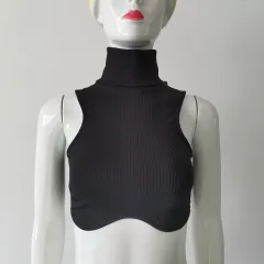 Slim-Fit Tank Top Turtleneck Backless Bodysuit - Tan - View 1