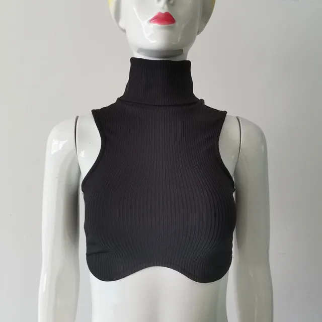 Slim Fit Tank Top Turtleneck Backless Bodysuit Black - Shop at LoveMi