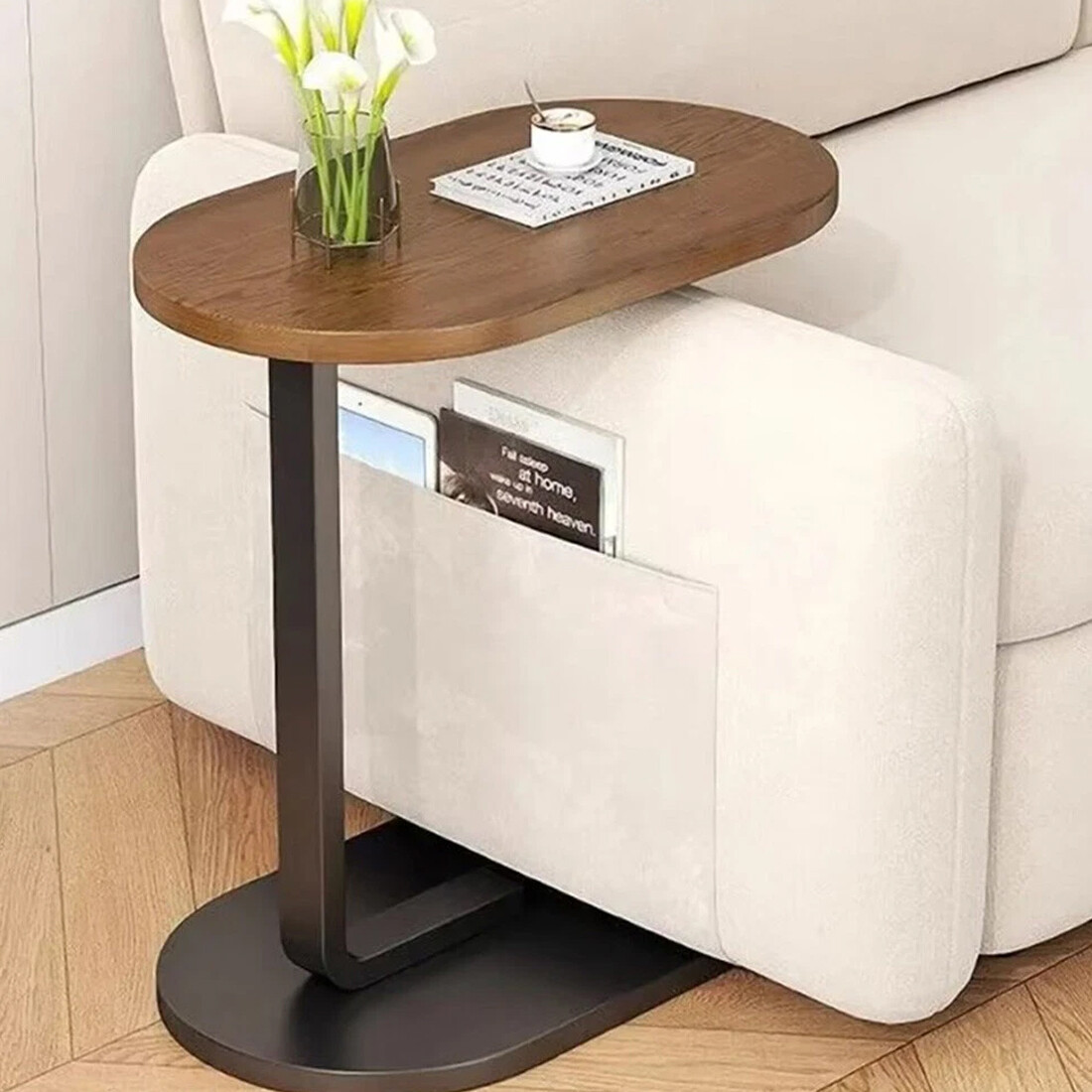 C-Shaped Compact Sofa Side End Table Coffee Laptop Living Room Bedroom UK — image 4