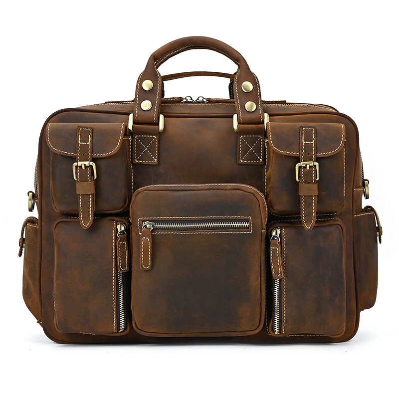 Horse Leather Men's Shoulder Bag Leather Laptop Men's Briefcase Portable — foto 3