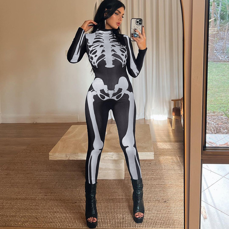 Title 6, Damen Fashion Skull Skeleton Jumpsuit Bequemer ...