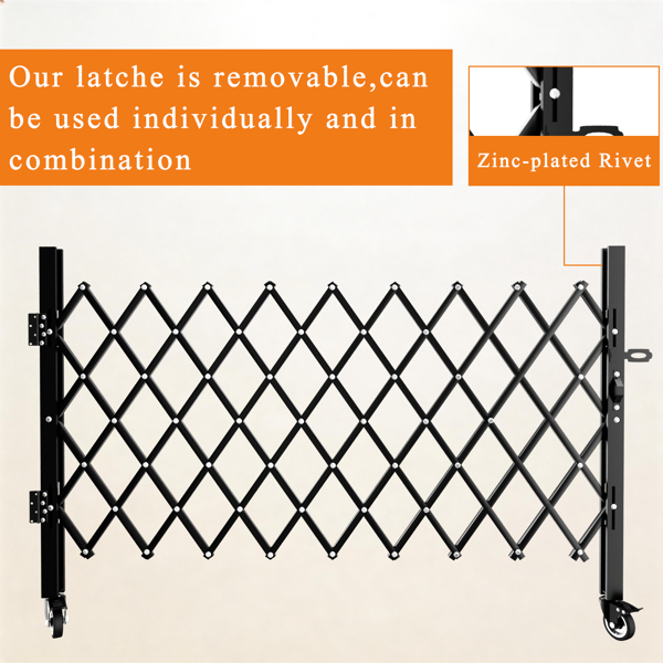 Foldable Security Gate, Expandable Safety Barrier With 360degree Swivel Casters Lockable Design, Portable Mobile Rolling Barricade For Garage, Warehouse, Driveway And Pool Areas 87inH X 85in W — foto 3