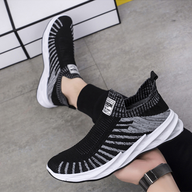 Title 7, Sock Mesh Shoes Men Stripe Sneakers Lightweight...