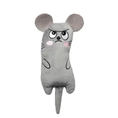 Cat Pet Plush Embroidered Mint Toys - Grey - View 1
