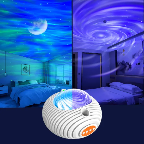 New Double Effect Northern Lights Projector Lamp Milky Way Atmosphere Lamp Starry Sky Lamp White Noise Projector Lamp With Rometes