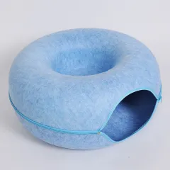 Four Seasons Available Cat Nest Round Woolen Felt Pet Dual-use Cat Nest Tunnel Interactive Training Toy Grey Felt Cat Nest - Blue - View 1