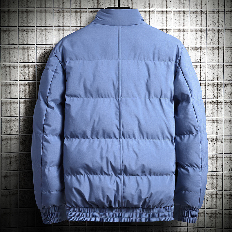 Zipper Thickening Side Seam Pockets Youth Warm Winter Leisure Stand-up Collar Cotton-padded Jacket