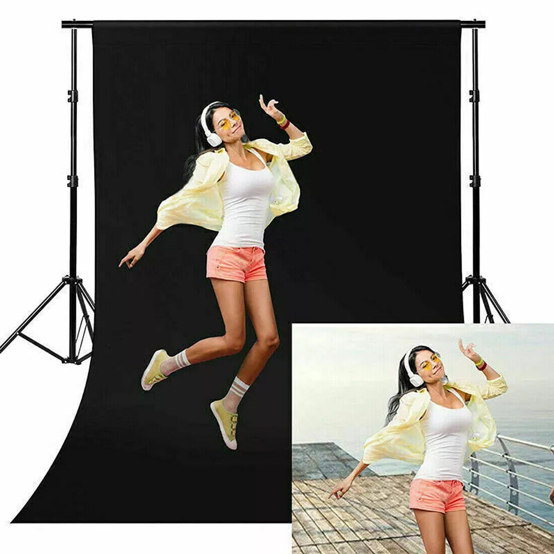 Photography Backdrop Photo Background Fabric Screen Studio 2X3M  Colors UK-Black Style