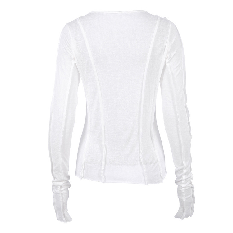 Title 9, Solid Color Round Neck Thin Long-sleeved T-shirt