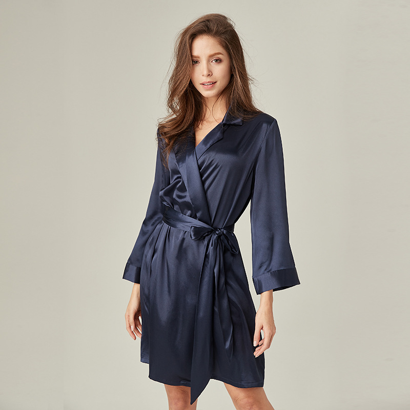 Title 8, Lace-up Silk Bathrobe French Satin Pajamas