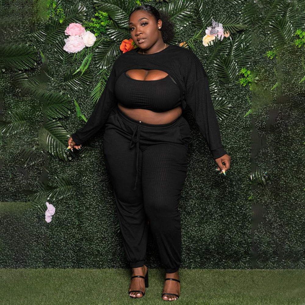 Fashion Sexy Solid Color Suit Pit Strip Three-piece Suit