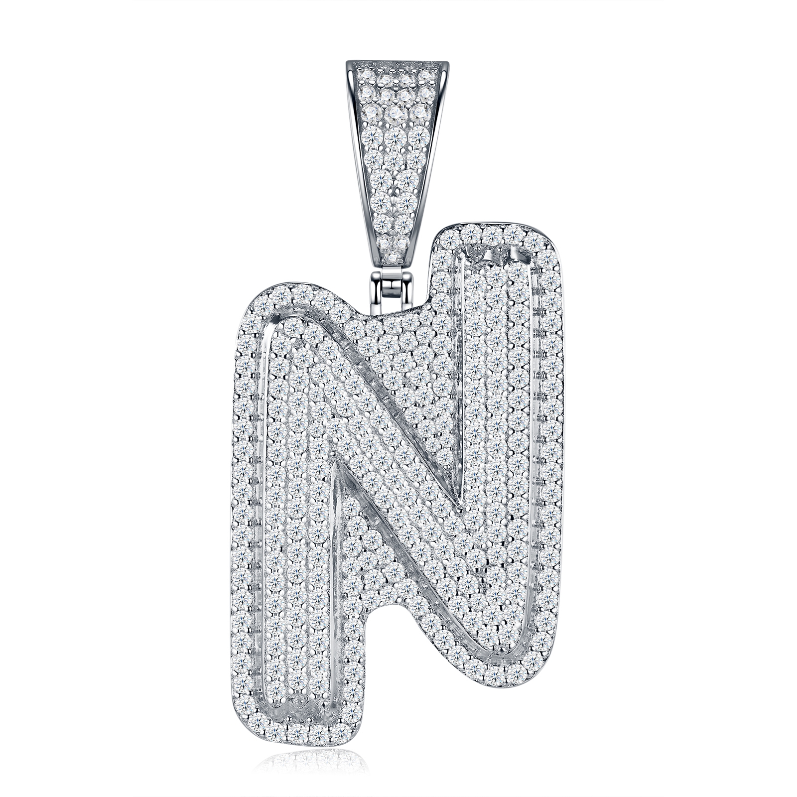 Fashion Design 26 Letters - N Set With Top Quality Morganite, Luxurious Fashion And Mid-Prive Mode Trendy Jewelry Silver Pendant Necklace, Made Of S925 Silver Electroplated With Platinum. - Image 1