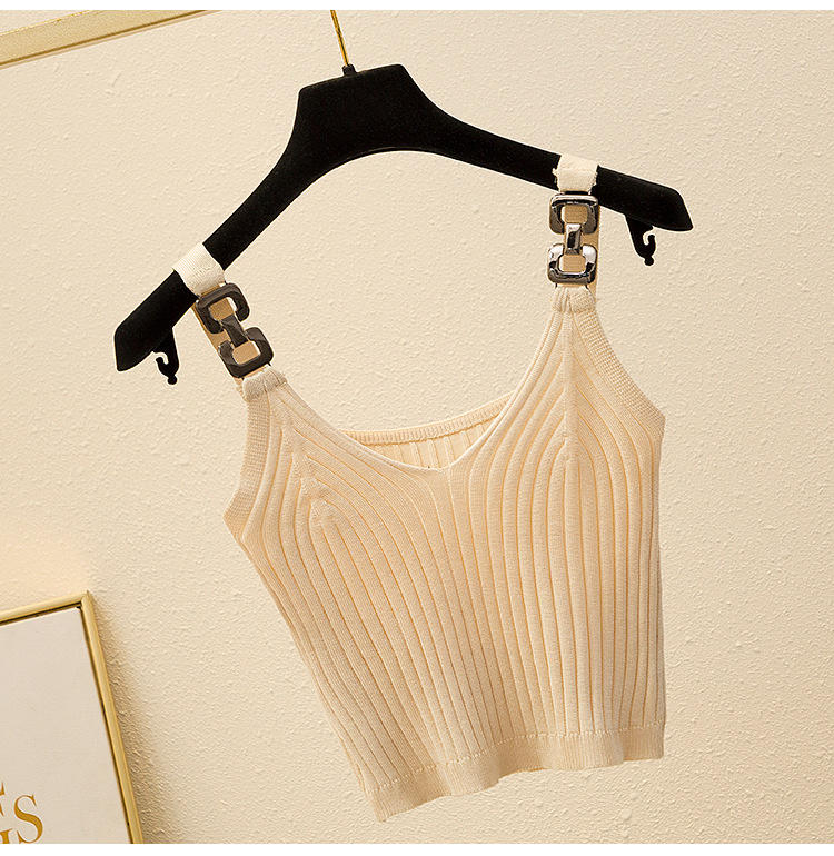 Summer Leak Shoulder Knitted Short Top For Inner Wear