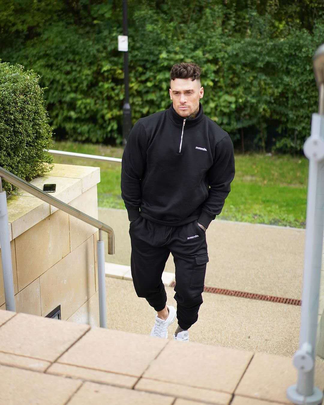 بدلة رجالية من قطعتين بأكمام طويلة من القطن بتصميم جديد لفصل الخريف