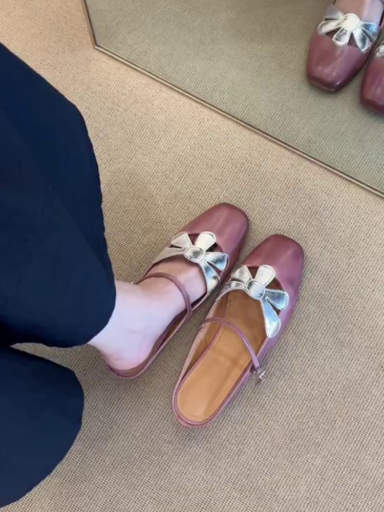 Women's Summer Closed Toe Flat Mules, Slip-On Half Slippers For Outdoor Wear, Comfortable Vacation Casual Flat Shoes To Match Dresses — view 2