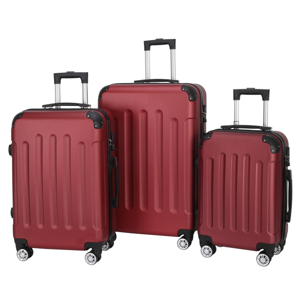 3-in-1 Swivel Wheel With Handle, 4 Corner Protectors, Trolley Box, 20in 24in 28in, ABS Aluminum Alloy Trolley, Classic Color - Burgundy — foto 5