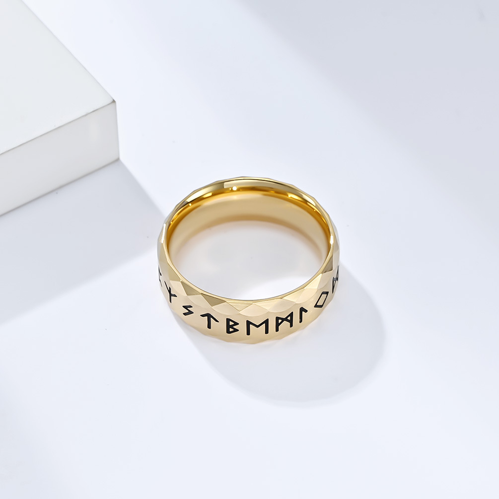 Title 5, Heren titanium ring met vintage Viking tekst, m...