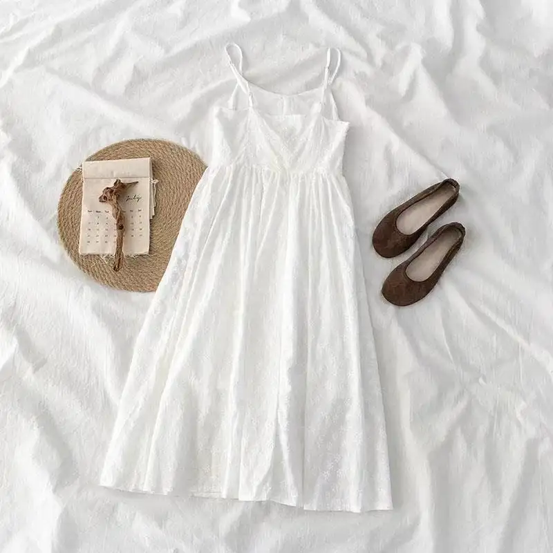 Women's Korean-style Design Niche Platycodon Grandiflorum Elegant A- Line Skirt Student Fashion Dress