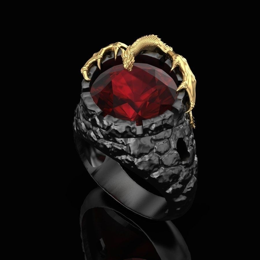 Title 5, Personalized Gold Two-tone Ruby Dragon Ring New...