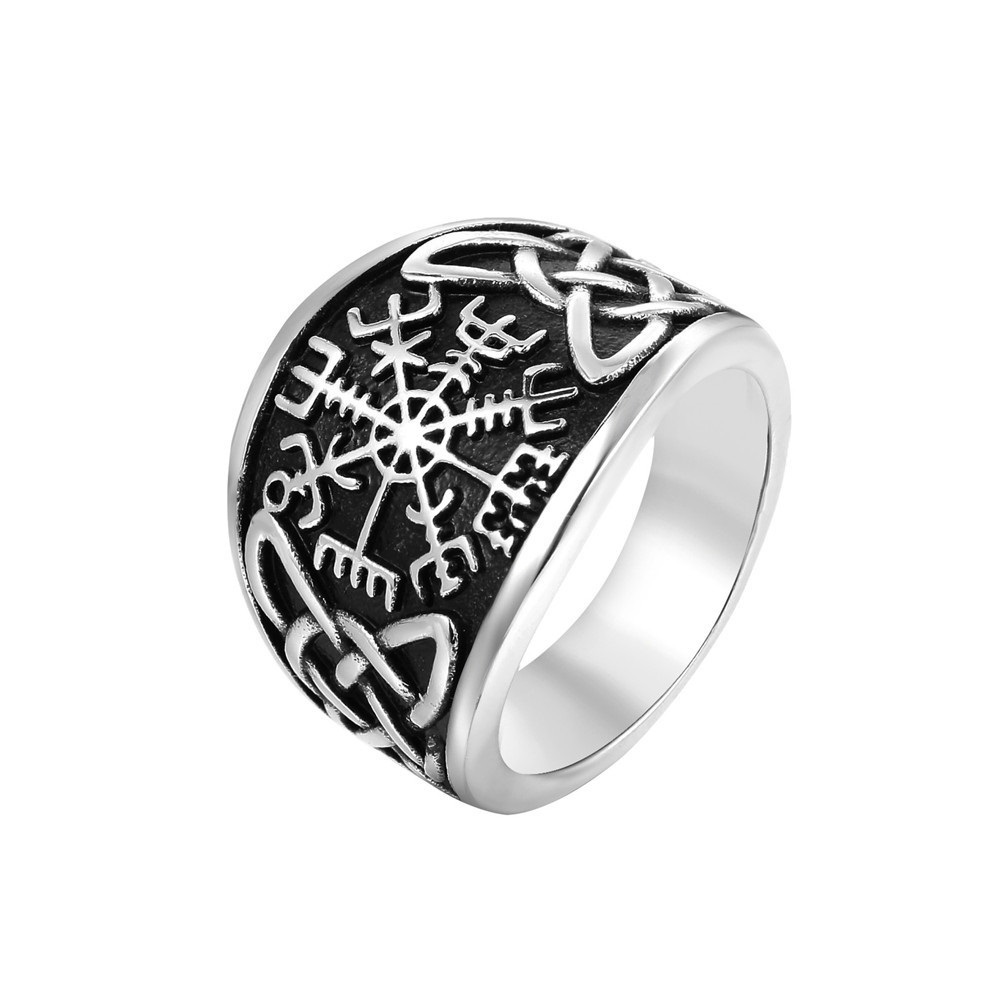 Title 4, Anillo de acero de titanio para hombre, vikingo...