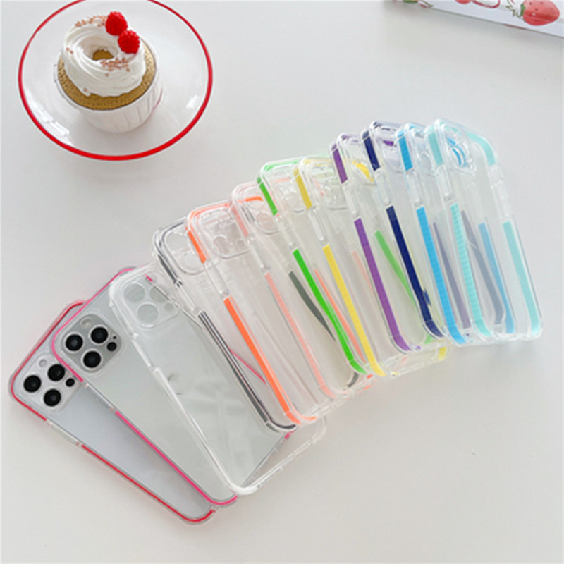Coque de téléphone transparente épaissie à bord bicolore avec protection antichoc – violette – iPhone 6P/6SP