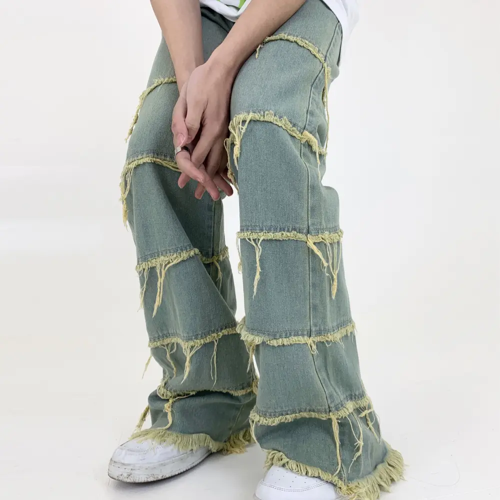 Casual and Comfortable Retro Washed Raw Jeans Men