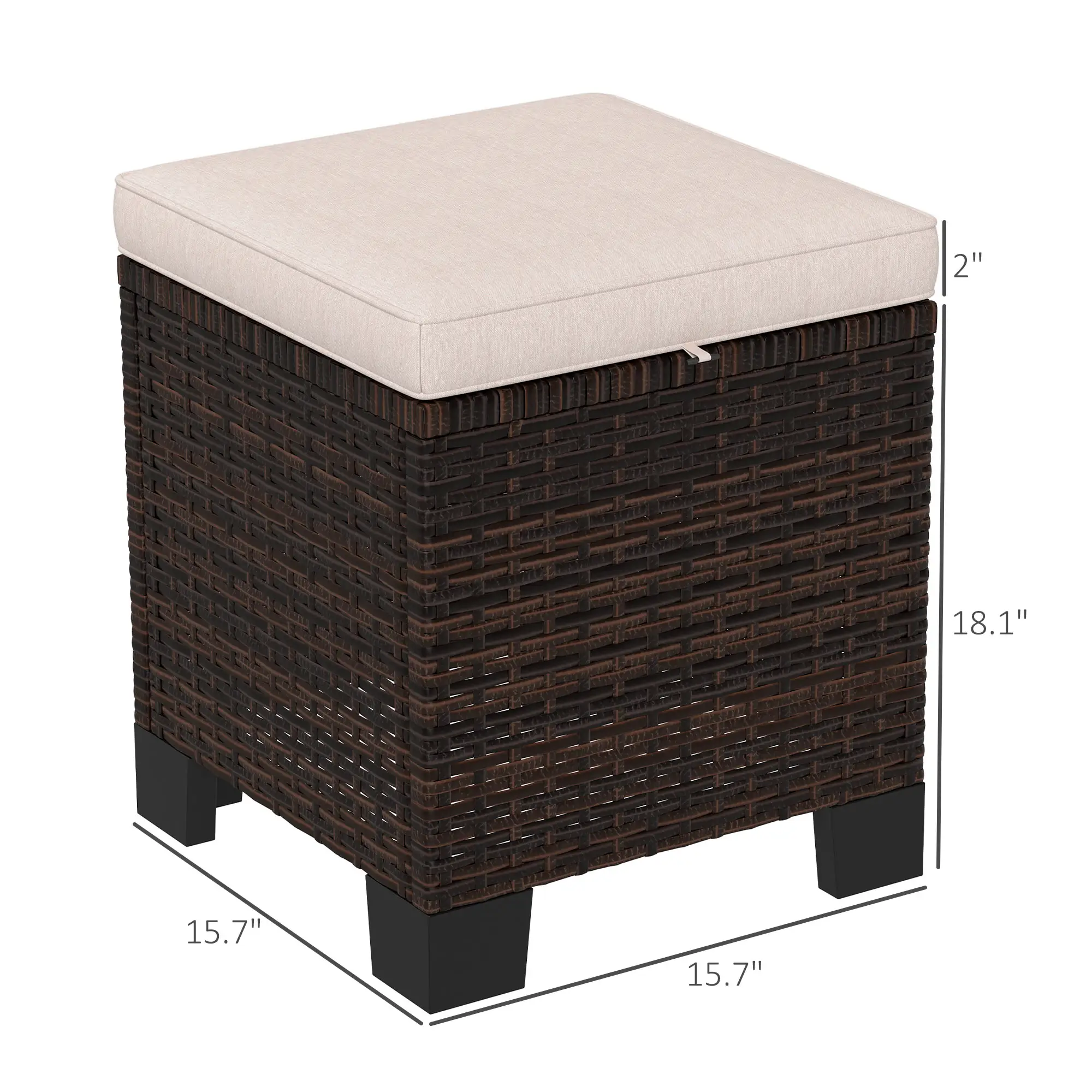 Wicker Outdoor Ottomans With Cushions, Rattan Ottoman