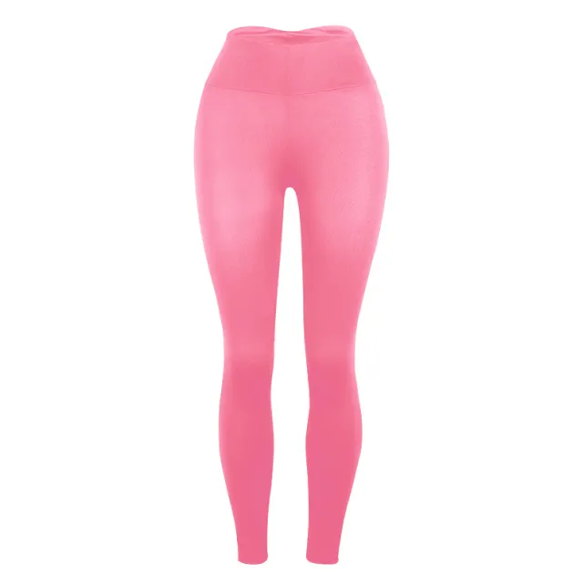 Slim Fit Buttocks Solid Color Yoga Pants Leggings Pink - Shop at LoveMi