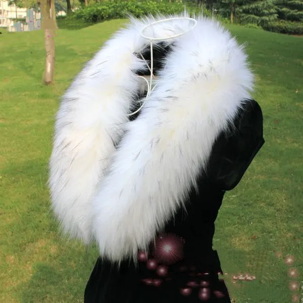 Raccoon Fur Bib Top Hat Strip False Collar Shawl Black Tip On White - Shop at LoveMi
