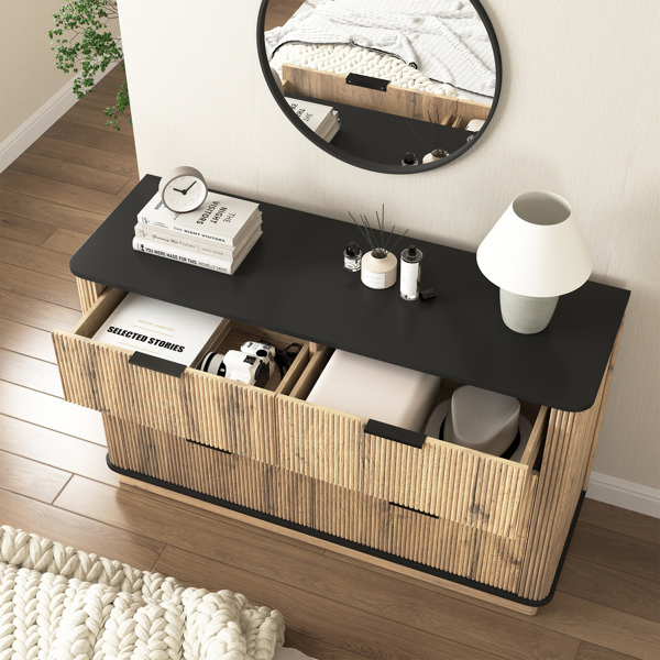 Modern Multi-functional Six-drawer MDF Cabinet,The perfect combination of rounded corners and multifunctional design, with Product Dimensions of 47.2*15.7*29.6 Inches. -25
