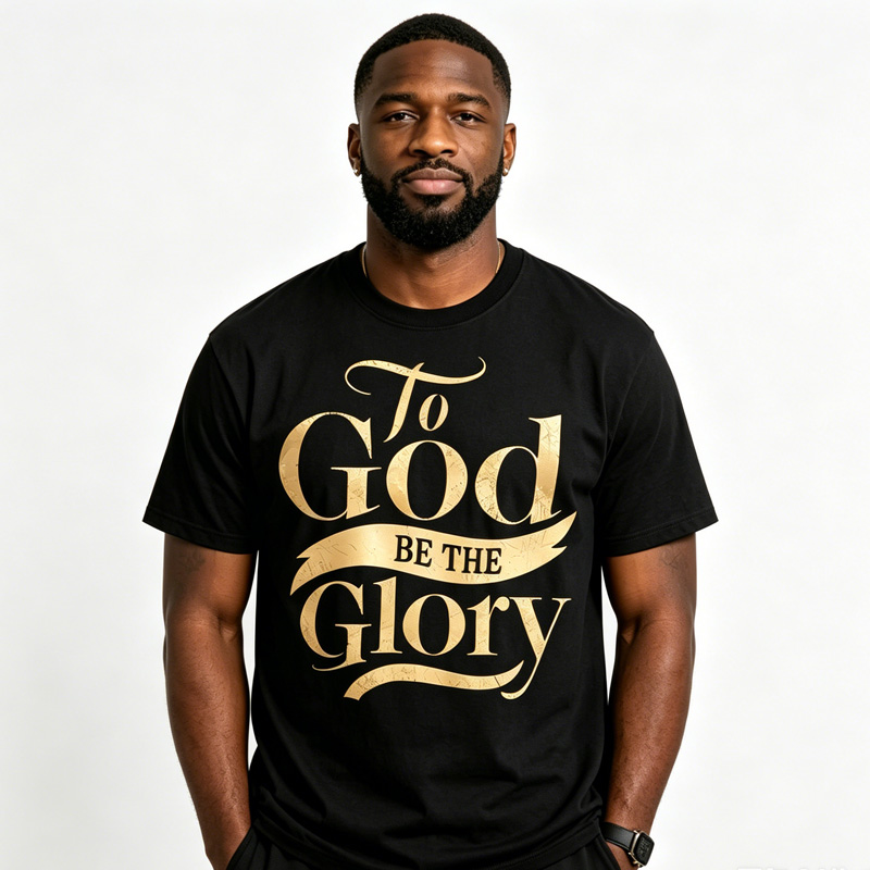 To God Be The Glory Gold Print Women Men T-Shirt, Summer Casual Round Neck Short Sleeve Top