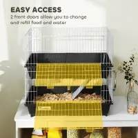 PawHut 2-Tier Small Animal Cage With 2 Doors, Trays, Dish, Bottle, And Ramp For Bunny, Ferret, Chinchilla, Black