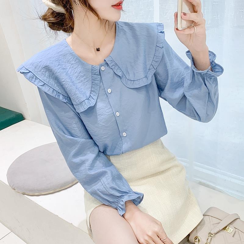 Doll Collar Long-sleeved Chiffon Shirt Women Show Thin Temperament Blouse Trend