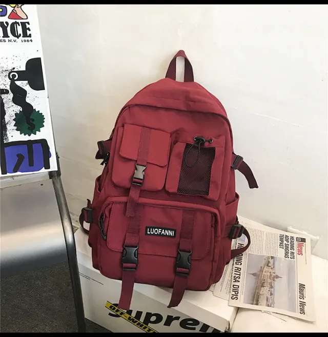 Backpack Korean Version Harajuku Ulzzang Middle School Students High Junior Red - Shop at LoveMi