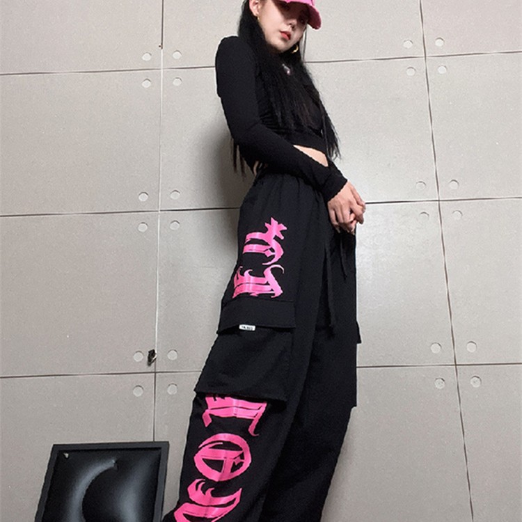 Title 1, Womens Black Rose Pink Printed Workwear Pants,...