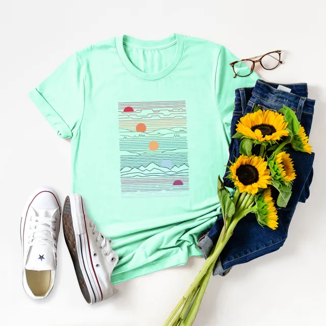 European And American Women's Round Neck Short Sleeve T shirt Mint Green - Shop at LoveMi