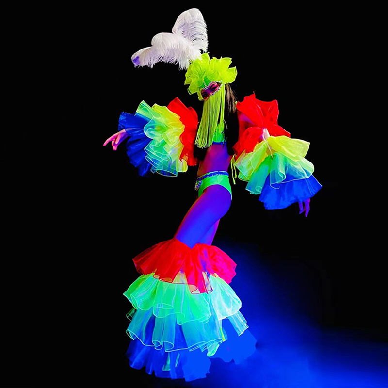 Title 3, Rainbow Lace Puffy Feather Tassel Headdress Per...