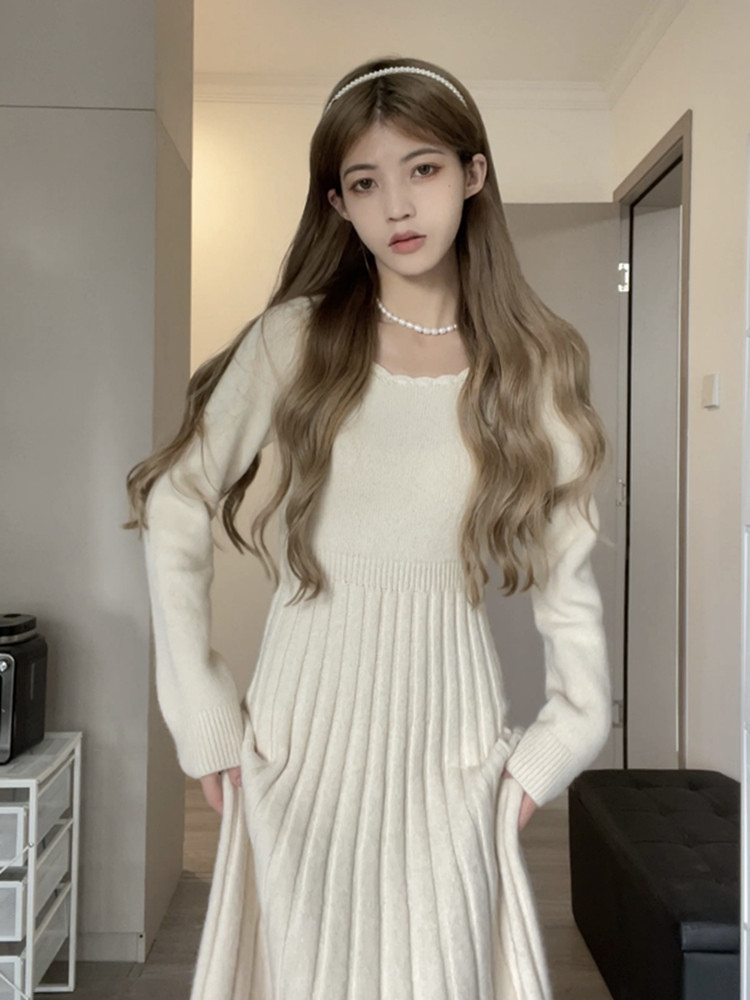 Knitted Leggings Dress Women's Autumn And Winter Sweater Long Skirt